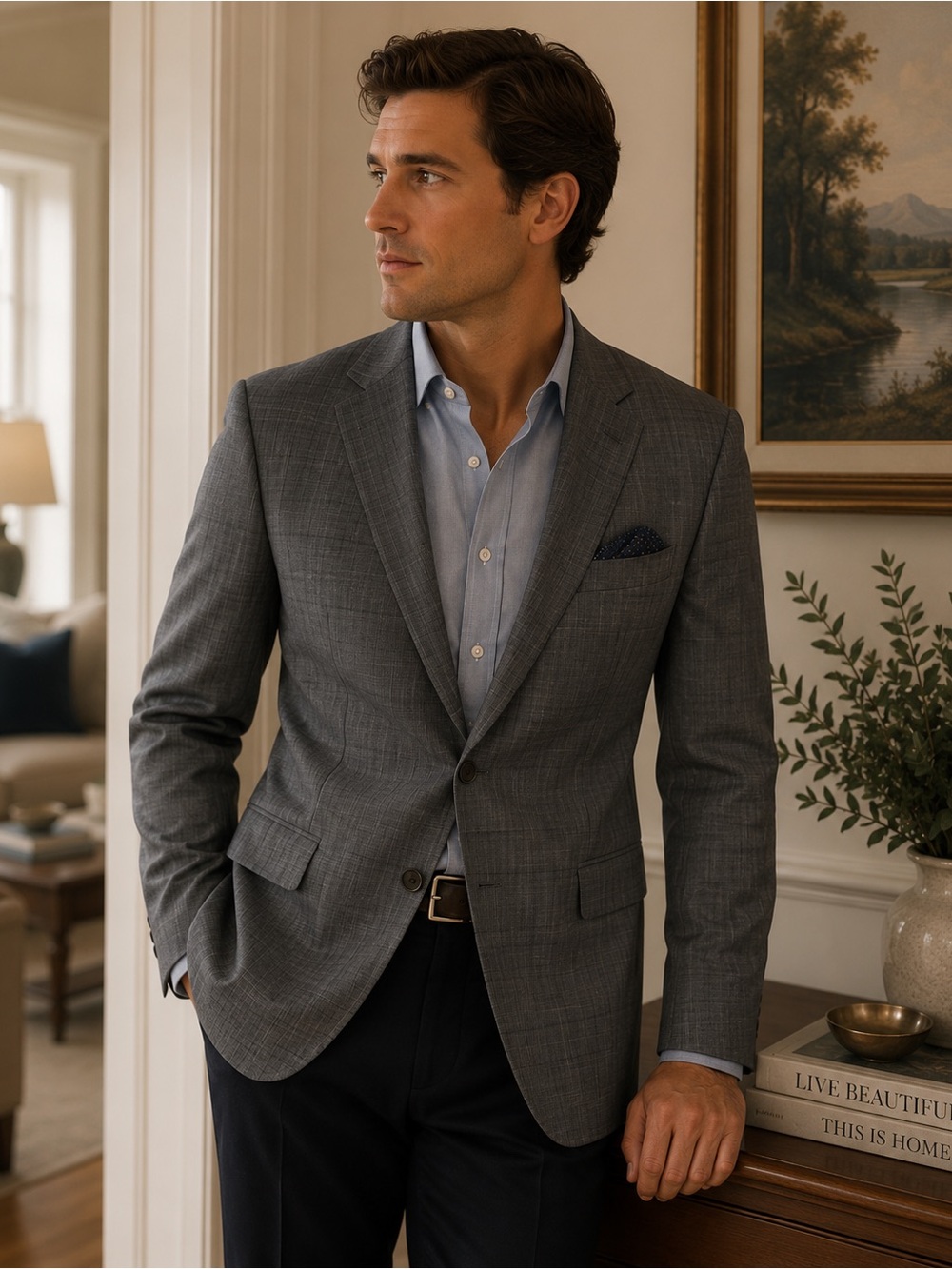 Ralph Lauren Wool Blend Light Weight Blue Gray Men’s Blazer 48R